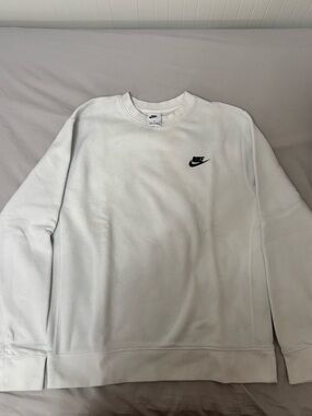 Nike White Crewneck Sweatshirt with Black Swoosh